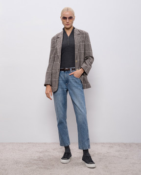 Brunello Cucinelli Серый топ из шерсти в рубчик MD998VB714