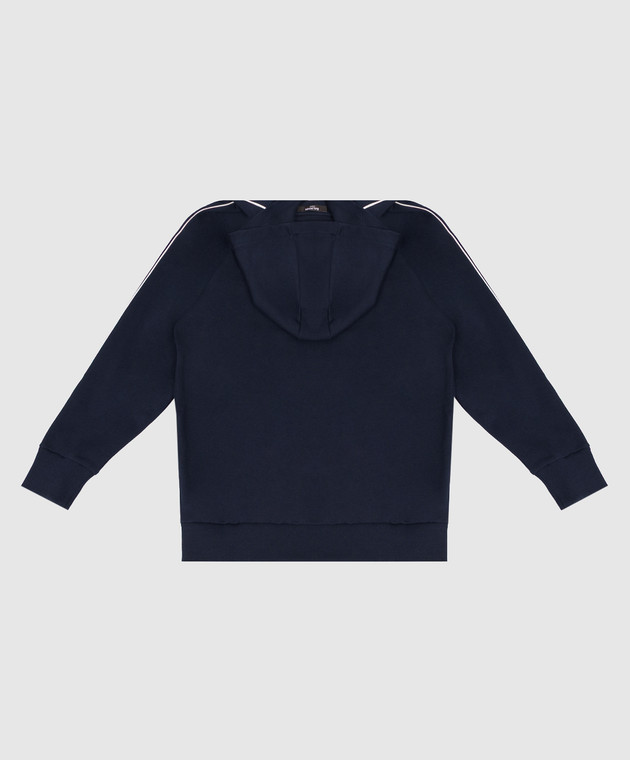 Balmain Детская синяя спортивная куртка с фактурным логотипом BZ4I30Z31831214 изображение 2
