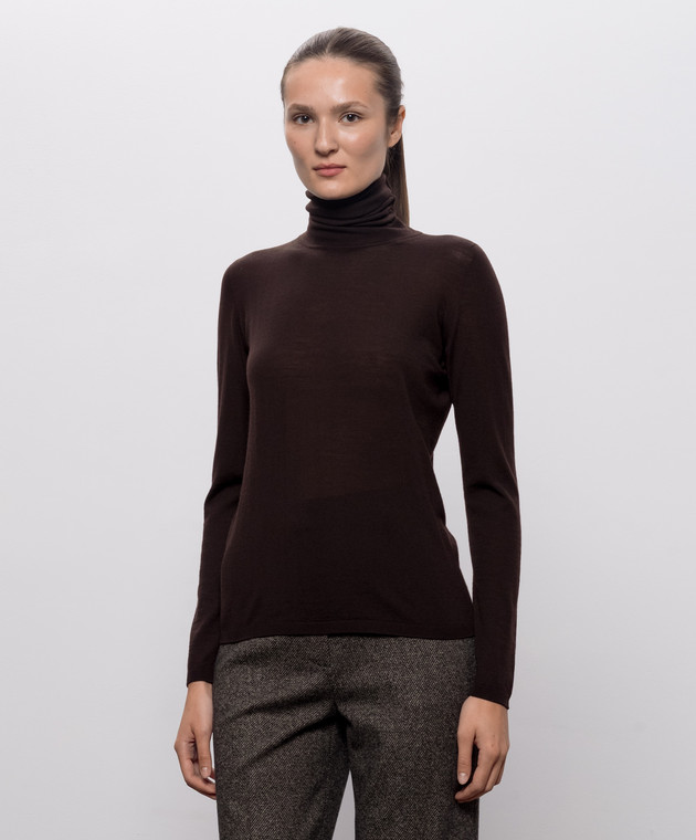 Max Mara Коричневый гольф SALUTO из шерсти MXMSALUTO изображение 3
