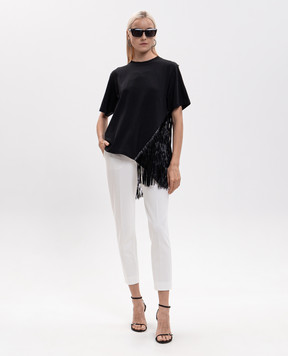 Max Mara Sportmax Черная футболка SPONDA с бахромой SPDSPONDA