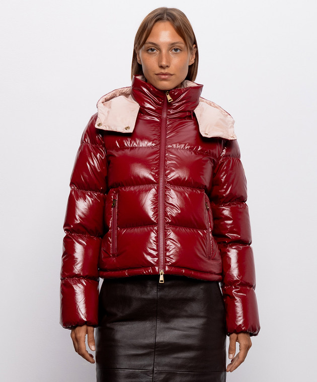 Moncler Бордовый пуховик Niveole с нашивкой логотипа L20931A00031597EU изображение 3