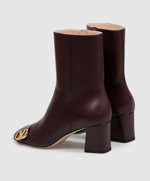 Valentino Бордові шкіряні ботильйони VLogo 9W2S0PT5KLD зображення 3