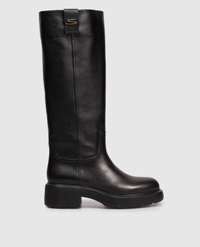 Santoni Черные кожаные сапоги с монограммой логотипа WSEW71747SMONVRF