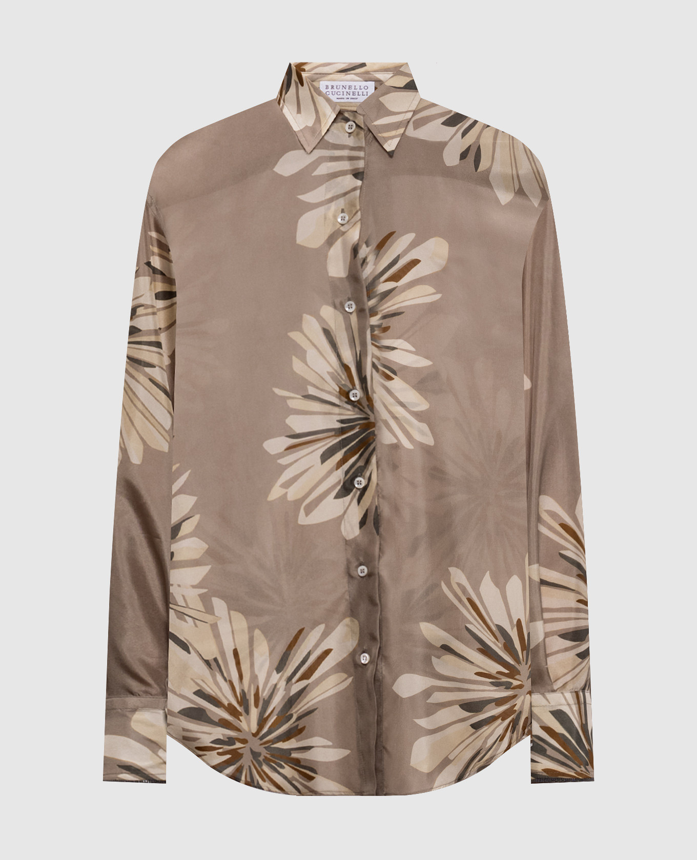 

Блуза цвета хаки из шелка в принт, Блузы