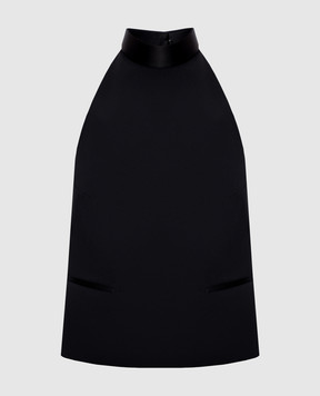 Alexander McQueen Чорний топ з вовни з відкритою спиною 865421QJAAC