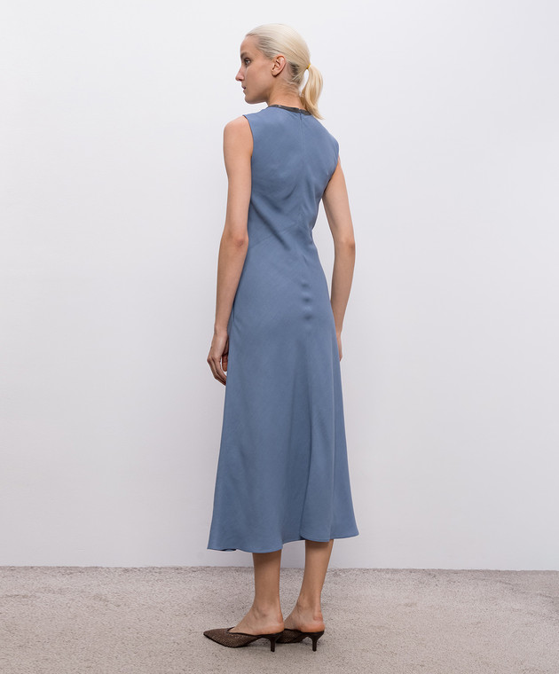 Brunello Cucinelli Блакитна сукня міді з льоном MH126AFR61 зображення 3