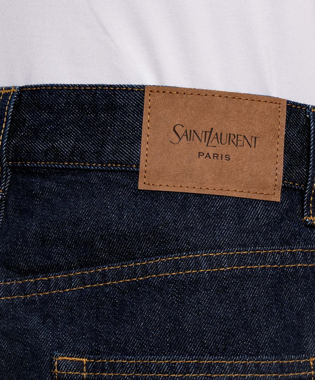 Saint Laurent Синие джинсы с логотип патч 873630Y21MA изображение 5