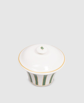 Geminiano Cozzi 1765 Біла порцелянова цукорниця Striche Verdi e Oro TTCMI319036