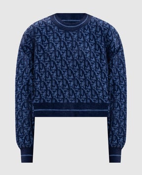 Palm Angels s Синій светр з вовною у візерунок PWHE059R24KNI001