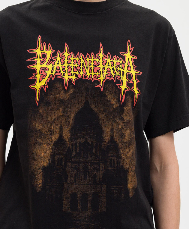 Balenciaga Чорна футболка Sacré Cœur прямого крою 850990TUVE4 зображення 5