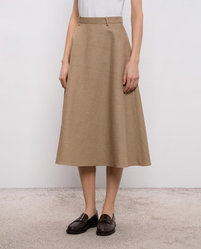 Agnona Бежева спідниця міді з льоном і шовком TG1101YU2108