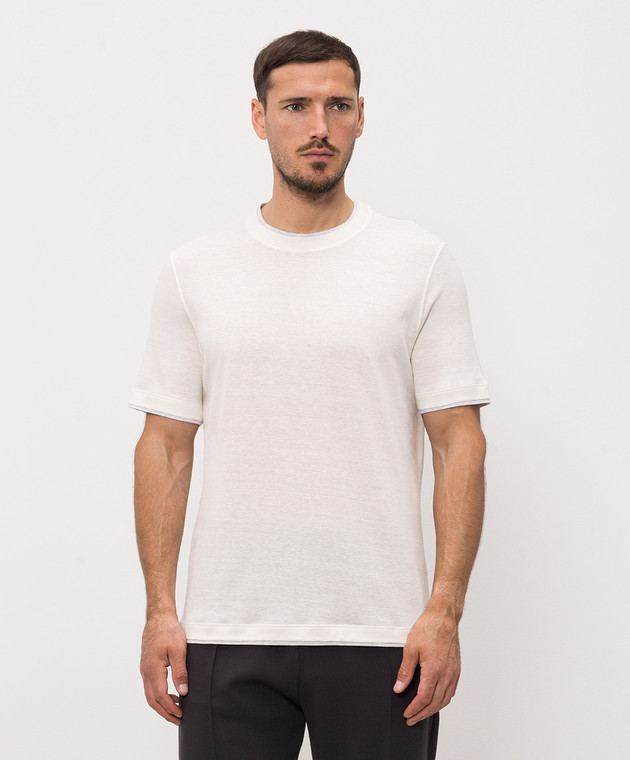 Brunello Cucinelli Футболка цвета айвори с леном MW8357427 изображение 2