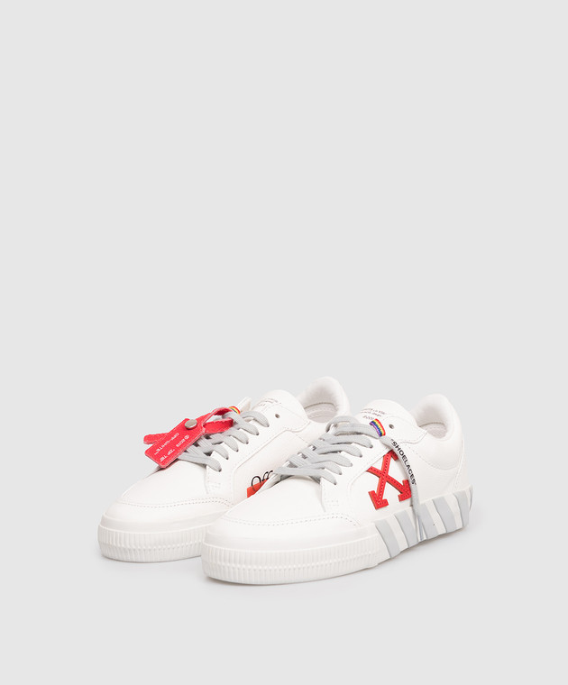 Off-White Детские белые кожаные кроссовки Vulcanized OBIA003S26LEA001 изображение 2