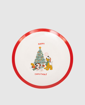 Disney Біла обідня керамічна тарілка Mickey and Pluto DN25330