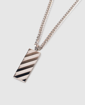 Off-White Сріблястий ланцюжок з підвіскою Diag OMOB15WC99MET001