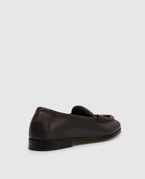 Bottega Veneta Темно-коричневые кожаные лоферы Intrecciato 876126VBSDO