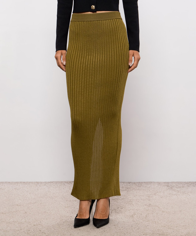 Balmain Спідниця кольору хакі в рубчик SK0000000083 зображення 3