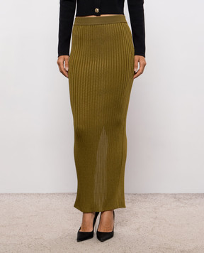 Balmain Юбка цвета хаки в рубчик SK0000000083