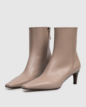 Brunello Cucinelli Бежеві шкіряні ботильйони з ланцюжком моніль MZSKC3356P