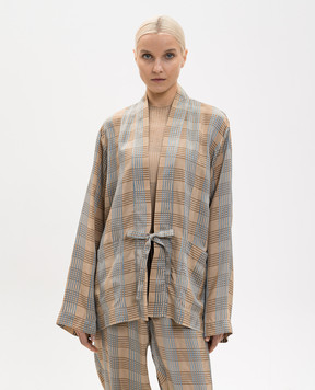 UMA WANG Бежевый кардиган Juno в клеточку UM6512