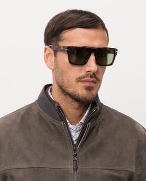 Tom Ford Коричневые солнцезащитные очки Cyrus с монограммой FT1337F