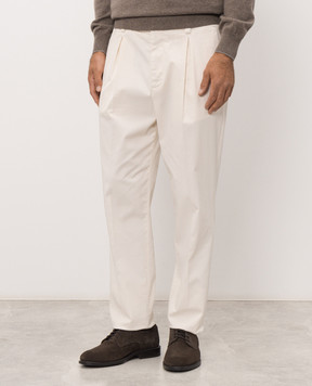 Brunello Cucinelli Брюки цвета айвори с патчем M289L3030F