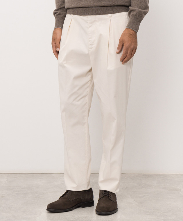 Brunello Cucinelli Брюки цвета айвори с патчем M289L3030F изображение 3