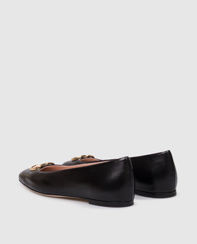 Valentino Черные кожаные балетки с фактурным логотипом 9W2S0PI8RRE