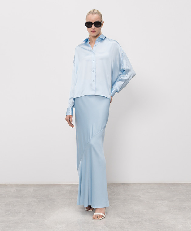 Ermanno Scervino Голубая блузка из шелка D482K772NXE изображение 2