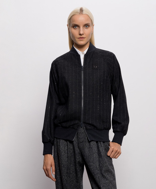 Brunello Cucinelli Сірий бомбер з вовною MG576B2V06 зображення 2
