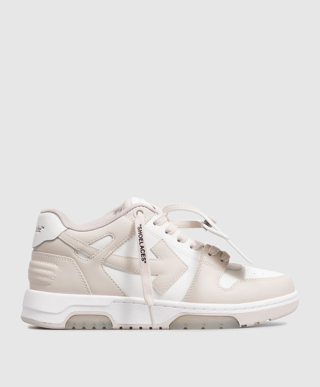 Off-White Бежеві шкіряні кросівки Out Of Office W259C9L006