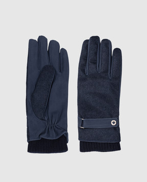 Stefano Ricci Сині комбіновані рукавички з кашеміру та нубука M5G5300040WSMKTG
