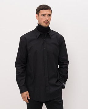 Balmain Черная рубашка с нашивкой логотипа HH1HS555CG72