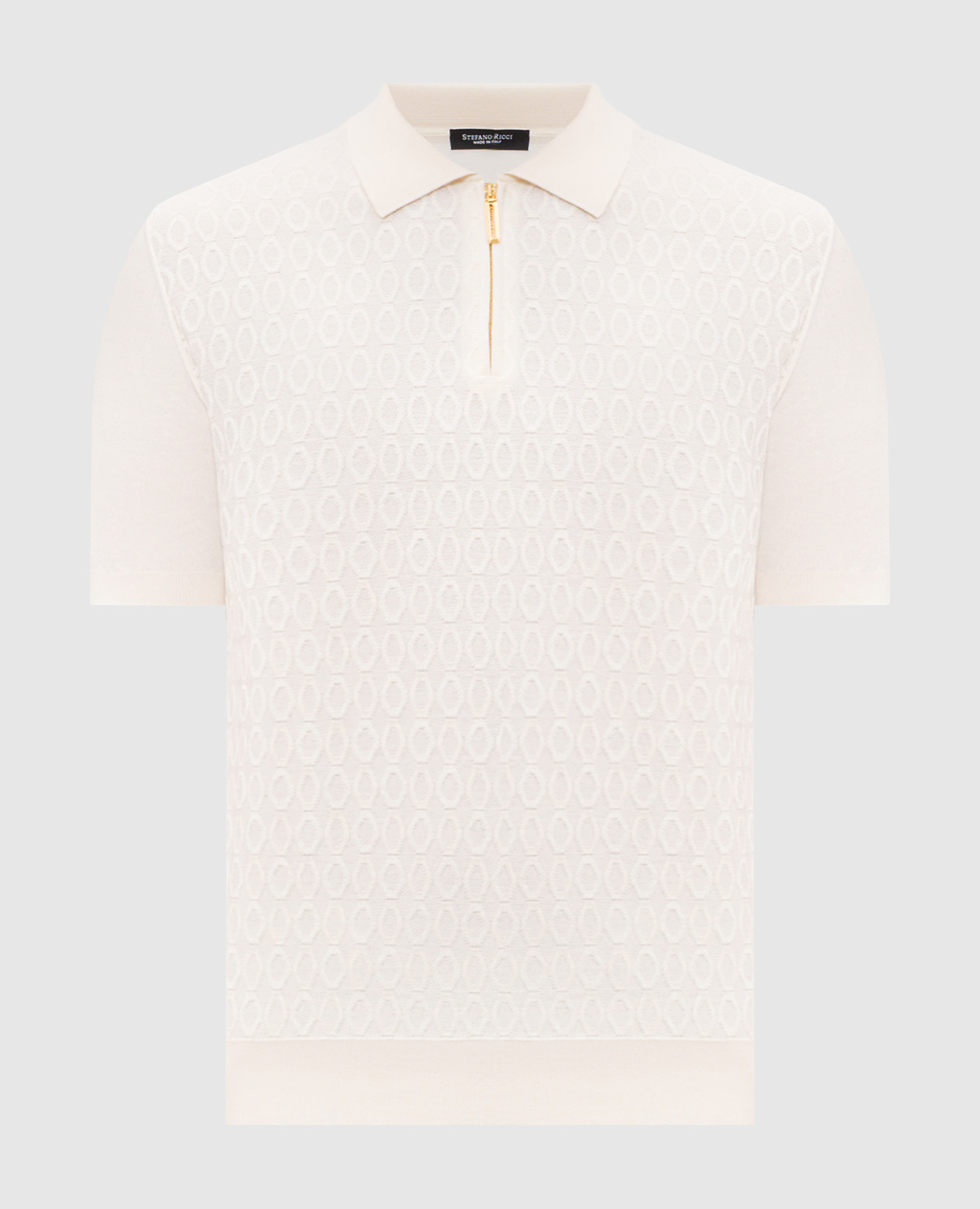 Поло цвета айвори в тканом узоре