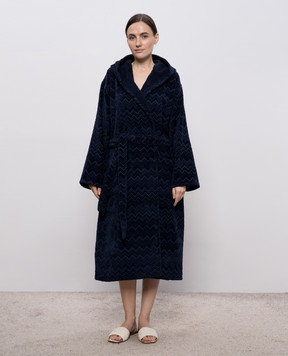Missoni Home Синий махровый халат Chalk в брендовый узор 1D3AC99718