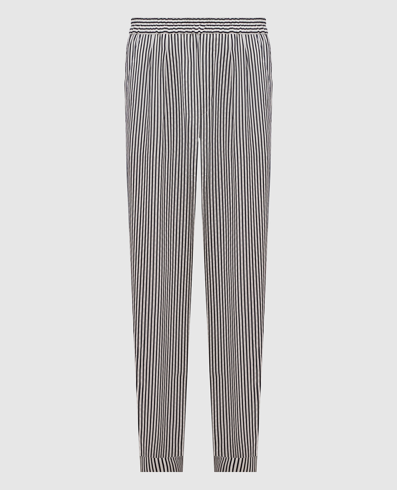 Білі штани із шовку в смужку