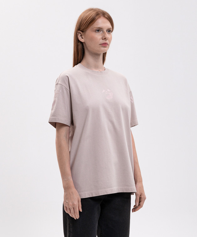 Off-White Розовая футболка с брендовым принтом 2FA00489T изображение 3