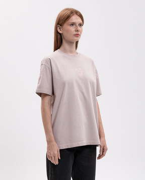 Off-White Рожева футболка з брендовим принтом 2FA00489T