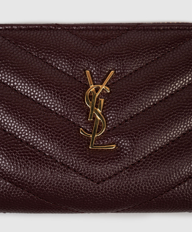 Saint Laurent Бордовый кожаный портмоне Cassandre 843891AAGY5 изображение 4