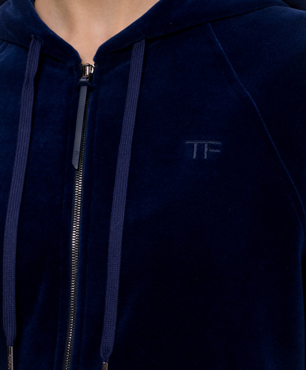 Tom Ford Синяя велюровая спортивная куртка FLJ072JEX154 изображение 5
