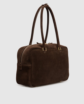 Christian Villa Коричневая замшевая сумка-тоут с логотипом 06236TE