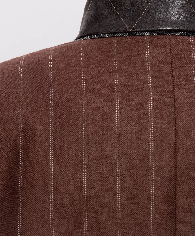 Brunello Cucinelli Коричневый жилет из шерсти в полоску MG5547258P изображение 5