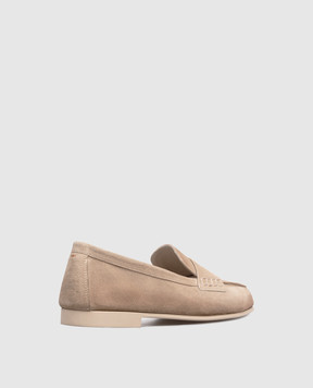Santoni Бежеві замшеві лофери з монограмою логотипа WUVD72025GOMSAEA