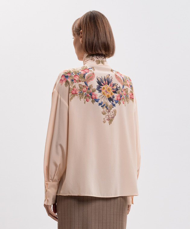 Etro Бежевая блузка из шелка в цветочный принт WRIA007799SP11U изображение 4