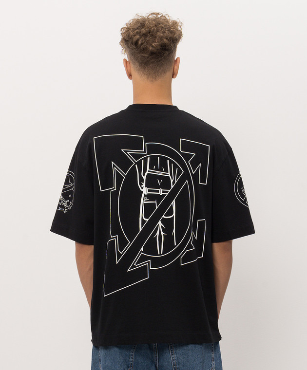Off-White Черная футболка с принтом Ne i Ghbourhood 44MAA120F26J006 изображение 4