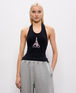 Vetements Чорний топ з кристалами WE76TT522B