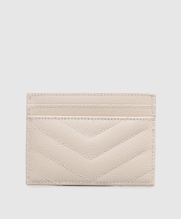 Saint Laurent Кожаный картхолдер цвета айвори с металлической эмблемой Cassandre 423291BOW01 изображение 2