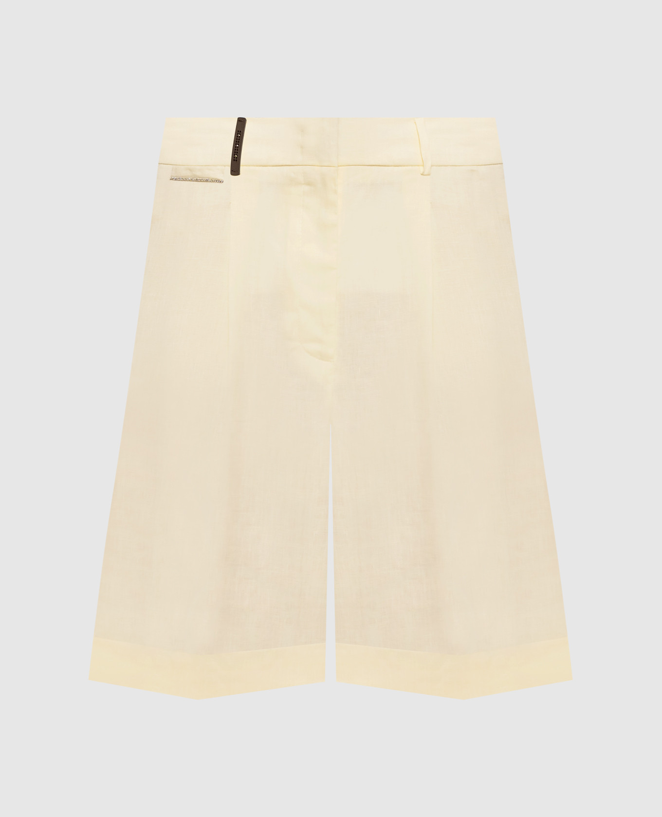 Желтые шорты из льна с патчем и цепочкой