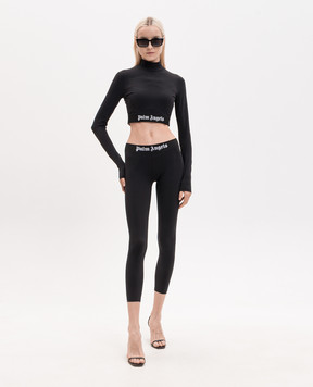 Palm Angels Черные леггинсы с узором логотипа PWVG016S26FAB001