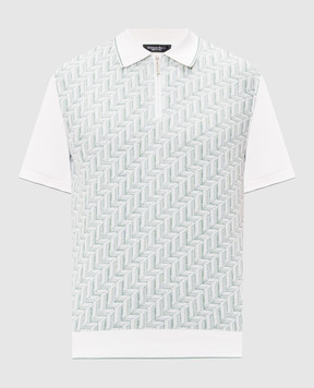 Stefano Ricci Біле поло з шовком у візерунок з блискавкою K818108P31F26174